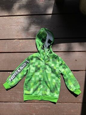 Minecraft Green Pixel Zip-Up Hoodie for Kids